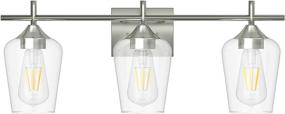 img 4 attached to Ralbay Industrial Bathroom Vanity Light - Elegant 3-Light Brushed Nickel Fixture with Clear Glass Shade for Contemporary Bathrooms