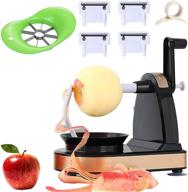 efficient apple peeler set: rotary peeler with corer cutter and 4 stainless steel blades, peel any fruit in seconds logo