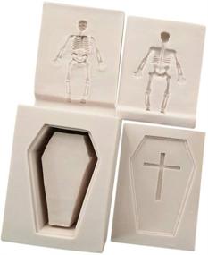 img 2 attached to 4-Piece Halloween Silicone Molds - Coffin, Skeleton, Cross Shapes - Perfect for Chocolate, Sugar, Soap, Clay Crafts - Baking Tools - DIY Cake Silicone Mold