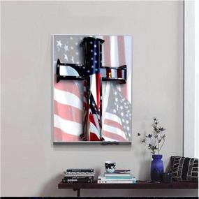 img 2 attached to Bemaystar 5D Diamond Painting Cross Kits: DIY Rhinestone Embroidery Crafts for Home Decor with American Flag Motif - 1 Pack