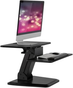 img 2 attached to 🖥️ Mount-It! Конвертер для стола Sit Stand: эргономичный стол с регулируемой высотой и возможностью стоять на поверхности с помощью газового пружинного механизма, компактный стол для поднятия MI-7916, черная подставка.