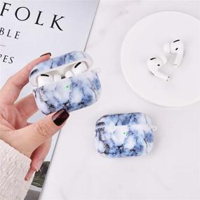 img 3 attached to 🤍 KOREDA Blue White Marble Airpods Pro Case Cover - Cute, Shockproof & Portable Protective Hard Case for Girls, Women, and Men - Airpods Accessories with Keychain/Strap for Apple Airpods Pro Charging Case