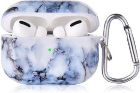 img 4 attached to 🤍 KOREDA Blue White Marble Airpods Pro Case Cover - Cute, Shockproof & Portable Protective Hard Case for Girls, Women, and Men - Airpods Accessories with Keychain/Strap for Apple Airpods Pro Charging Case