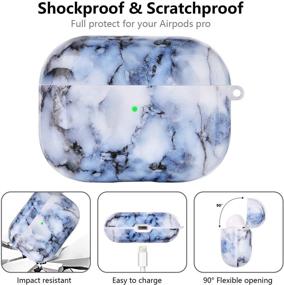 img 1 attached to 🤍 KOREDA Blue White Marble Airpods Pro Case Cover - Cute, Shockproof & Portable Protective Hard Case for Girls, Women, and Men - Airpods Accessories with Keychain/Strap for Apple Airpods Pro Charging Case