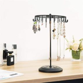 img 3 attached to 🌳 Rotating Necklace Holder Bracelet Stand - Jewelry Organizer and Tree by MyGift, 14-Inch, Black