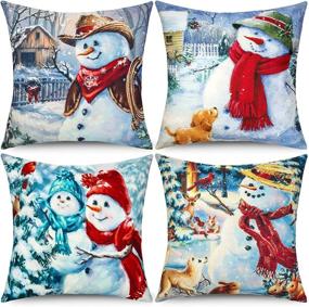 img 4 attached to Christmas Holiday Decorative Pillows Snowman