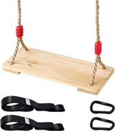 🪡 adjustable rope wooden swing seat for kids and adults - sturdy wood swing chair for outdoor playground and backyard, includes painting kit & red knot logo