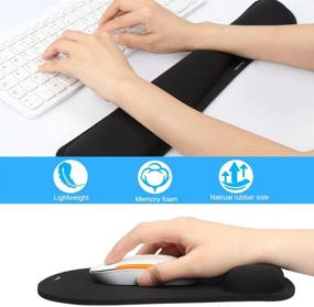 img 3 attached to 🖥️ Набор подставки для запястья клавиатуры и коврика для мыши TECKNET: эргономическая поддержка для легкой печати, облегчение боли и комфортное управление мышью