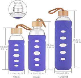 img 2 attached to 🍃 BDEARRAY Sport Borosilicate Glass Water Bottle - 25oz Purple with Silicone Sleeve and Bamboo Lid