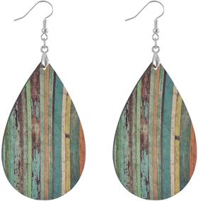 img 4 attached to 🌸 Stylish Toprint Vintage Wood Wooden Earrings: Beautiful Teardrop Dangle Earrings for Women and Teen Girls, Lightweight Jewelry Set, Perfect Gifts!