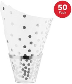 img 3 attached to 🥂 100 Pack of Elegant Rimmed 9 Ounce Clear Plastic Tumblers and Foil Dotted Napkins in Silver - Fancy Disposable Napkins and Cups for Holiday Party, Wedding, Any Occasion