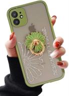 💎 aulzaju iphone 11 pro case with ring holder - bling diamond soft silicone cover for girls/women - light green, 5.8-inch, full camera protection logo