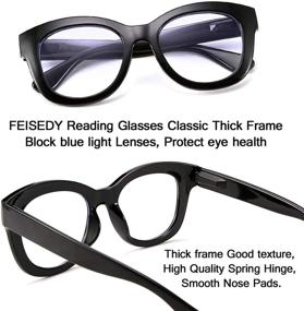 img 1 attached to FEISEDY Retro Reading Glasses: Block Blue Light, Reduce Eyestrain & Glare - Thick Square Big Frame