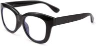 feisedy retro reading glasses: block blue light, reduce eyestrain & glare - thick square big frame logo