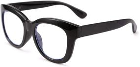 img 4 attached to FEISEDY Retro Reading Glasses: Block Blue Light, Reduce Eyestrain & Glare - Thick Square Big Frame