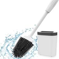 🚽 revolutionary silicone flex toilet brush with holder - multi-functional soft brush cleaner for bathroom toilet quick drying & flexible bristles (1 pcs) - white logo