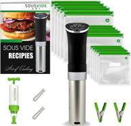 🍲 sous vide cooker kit: all-in-one starter bundle - 1000w machine, 15 bags, clips, vacuum pump, cookbook, precision temperature, digital timer (regular) логотип