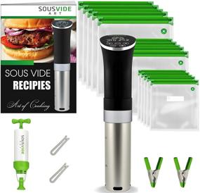 img 4 attached to 🍲 Sous Vide Cooker Kit: All-in-One Starter Bundle - 1000W Machine, 15 Bags, Clips, Vacuum Pump, Cookbook, Precision Temperature, Digital Timer (Regular)