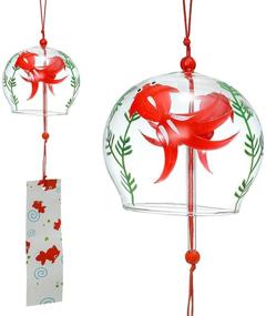 img 3 attached to 🎐 Falytemow Japanese Wind Small Funny Goldfish Wind Bells: Handmade Glass Pendant for Birthday Gift and Home Décor (2pcs)