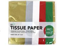 🎁 premium quality 50 ct pearlized/metallic collection tissue paper - gold, silver, pearl white, red, green (17gsm) logo