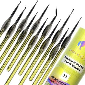 img 4 attached to 🖌️ Artist Quality Detail Paint Brushes Set of 11 - Versatile Liners, Rounds, Flats for Delicate Painting with Watercolors, Acrylics or Oils - Comfortable Ergonomic Handle - Gold