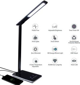 img 4 attached to 💡 Kingwin Desk Lamp LED with USB Phone Charging - Ideal for Bedrooms, Dorm Rooms, and Office Tables