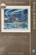 🏔️ dimensions gold collection aurora cabin counted cross stitch kit: 16" x 12" - dove grey aida, 16 count logo