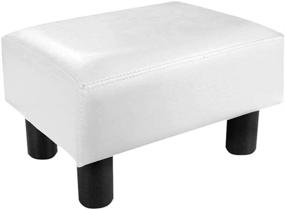 img 1 attached to TOUCH-RICH Small Ottoman Stool - White PU Leather Footrest Seat Chair Footstool for Modern Spaces