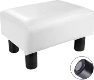 touch-rich small ottoman stool - white pu leather footrest seat chair footstool for modern spaces logo