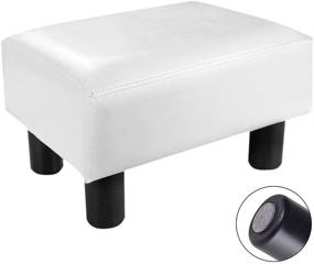 img 4 attached to TOUCH-RICH Small Ottoman Stool - White PU Leather Footrest Seat Chair Footstool for Modern Spaces