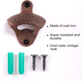 img 2 attached to 🍺 Beerust Rustic Vintage Cast Iron Wall Mounted Bottle Opener with Magnet Cap Catcher - Perfect Housewarming Gift for Men, Ideal Beer Accessory for Home Barware, Kitchen, and Man Cave