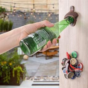 img 3 attached to 🍺 Beerust Rustic Vintage Cast Iron Wall Mounted Bottle Opener with Magnet Cap Catcher - Perfect Housewarming Gift for Men, Ideal Beer Accessory for Home Barware, Kitchen, and Man Cave