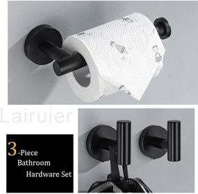 img 3 attached to 🚽 Lairuier 3-Piece Matte Black Bathroom Hardware Set: Stylish Wall Mounted Towel Hook, Toilet Paper Holder, and Robe Hook in Stainless Steel - Q2A3-BK