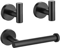 🚽 lairuier 3-piece matte black bathroom hardware set: stylish wall mounted towel hook, toilet paper holder, and robe hook in stainless steel - q2a3-bk logo