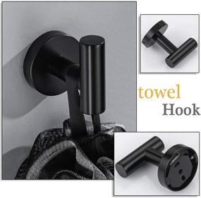 img 1 attached to 🚽 Lairuier 3-Piece Matte Black Bathroom Hardware Set: Stylish Wall Mounted Towel Hook, Toilet Paper Holder, and Robe Hook in Stainless Steel - Q2A3-BK