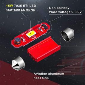 img 1 attached to 💡 800 Люмен Крайне Сверхяркий Фестон 31ММ DE3175 DE3022 Светодиодные Лампы - Улучшенная Замена для Салонных, Маппинговых, Багажниковых Освещений, Освещений внутри Машин и Грузовиков DE3022, 6000K Ксеноново-Белый