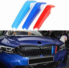 img 2 attached to 🚗 Enhance Your BMW G20 G21 3 Series: TOPGRIL M-Colored Stripe Grille Insert Trims for a Sleek M Sport Look (8-Beams ONLY)
