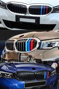 img 1 attached to 🚗 Enhance Your BMW G20 G21 3 Series: TOPGRIL M-Colored Stripe Grille Insert Trims for a Sleek M Sport Look (8-Beams ONLY)