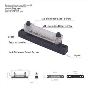 img 2 attached to 🔌 6 Terminal Bus Bar - High Amp 150A BusBar Block with Protective Cover, Ground Distribution, Power Distribution Terminal Block w/ 6 M4 Screws + 2 Studs, Ideal for Car Boat Marine Caravan RV (Brand New)