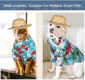 img 1 attached to Stylish Pet Summer Shirt Set: 4-Piece Hawaiian Dog T-Shirt with Straw Hat – Ideal for Small Dogs & Cats on Summer Beach!