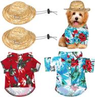 stylish pet summer shirt set: 4-piece hawaiian dog t-shirt with straw hat – ideal for small dogs & cats on summer beach! логотип