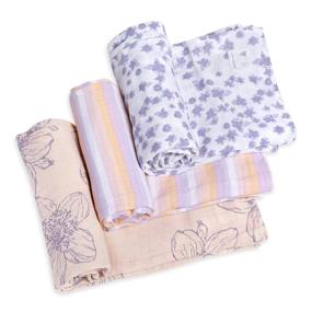 img 4 attached to 🍯 Burt's Bees Baby-HM25772: 3-Pack Swaddles, Muslin Cotton Baby Blankets in Blackberry Flower - Lightweight, Breathable, and Organic
