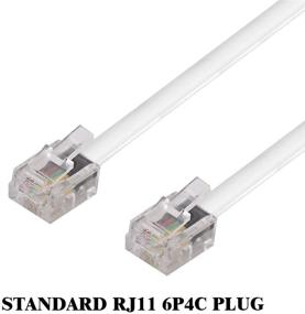 img 2 attached to 25FT RJ11 Telephone Extension Cord Cable, Landline Phone Line Wire with 6P4C Plugs, Includes Cable Clips - White - 2 Pack for Enhanced SEO