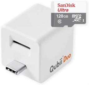 img 4 attached to Qubii Duo USB-C Photo Storage Device: Auto Backup for iPhone & Android Type-C. 128GB White.