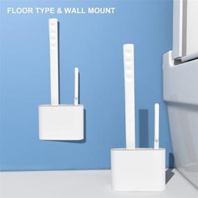 img 3 attached to 🚽 2-Pack White Silicone Toilet Brush and Holder Set for Bathroom, Flexible Brush Head with Silicone Bristles, Wall-Mounted Deep Cleaning Corner Toilet Bowl Brush with Non-Slip Long Handle