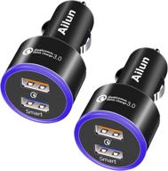 ailun fast car charger adapter 2pack - qualcomm quick charge 3.0 - dual usb port 35w - iphone 12 /12pro /12mini/12pro max/11/11 pro/11 pro max/x xs xr xs max - black logo