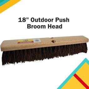 img 3 attached to 🌿 Bristles Outdoor Push Broom Head, 18-inch – Heavy Duty Hardwood Block with Stiff Palmyra Fibers for Rough Surfaces, Brown