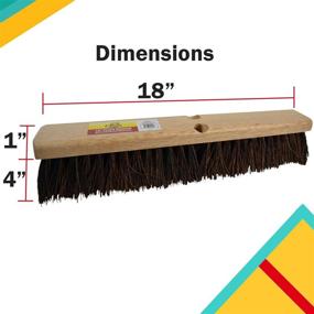 img 1 attached to 🌿 Bristles Outdoor Push Broom Head, 18-inch – Heavy Duty Hardwood Block with Stiff Palmyra Fibers for Rough Surfaces, Brown