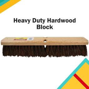 img 2 attached to 🌿 Bristles Outdoor Push Broom Head, 18-inch – Heavy Duty Hardwood Block with Stiff Palmyra Fibers for Rough Surfaces, Brown