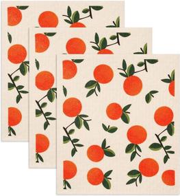 img 4 attached to 🍊 Eco-Friendly GMIcréatifs Swedish Dishcloths, 3 Pack with Oranges Print – Reusable Kitchen Cleaning Cloth, Machine Washable – 7.87”x6.88” Each